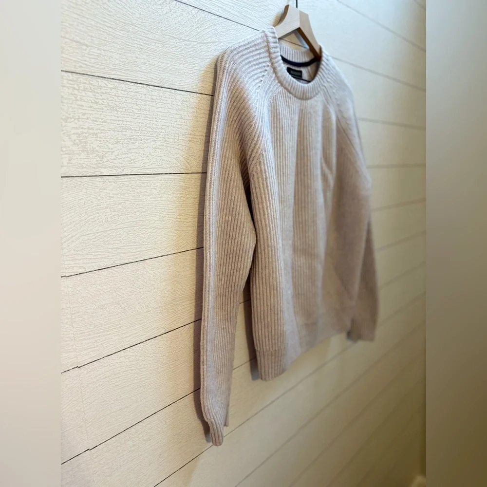 NAADAM Ribbed Wool Cashmere Blend Crewneck Sweater – Women’s L – Heather Oatmeal - Picture 5 of 9